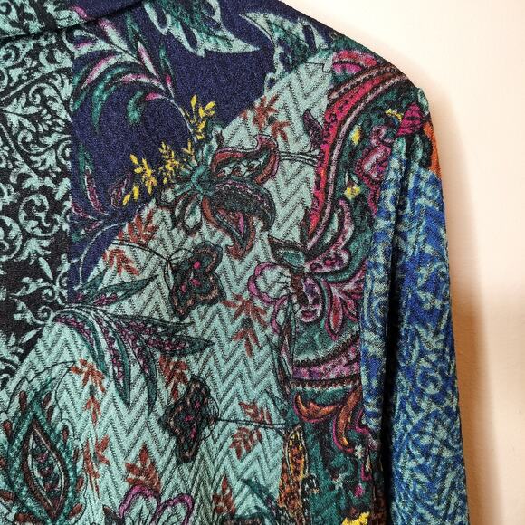 Susan Graver Floral Jacket Bohemian Stretch One Button - Picture 11 of 12